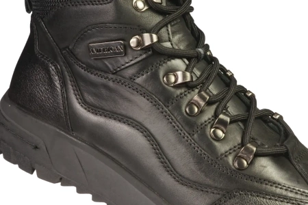 Zimowe skórzane buty męskie American Club MCY163BL czarne