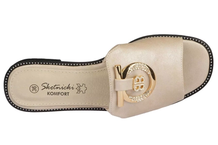 Eleganckie klapki damskie Skotnicki DKL-3-0635BE beżowe