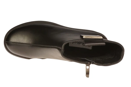 Damskie botki zimowe ze skóry naturalnej Skotnicki DB-3-1503BL czarne