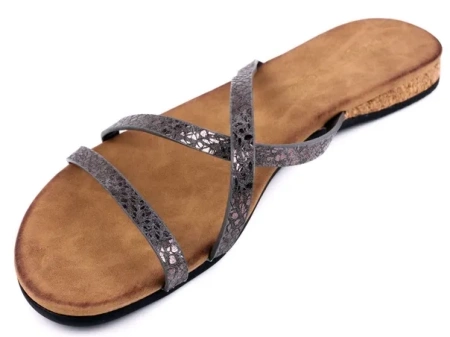 Eleganckie klapki damskie Sergio Leone D2118SZ szare