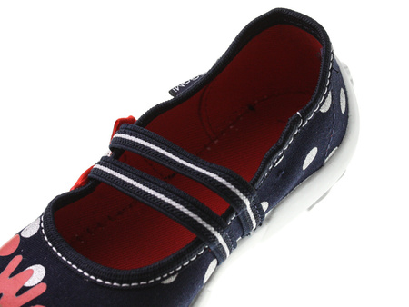 Tenisówki dziecięce Viggami Iwona granatowe kapcie dziewczęce wsuwane