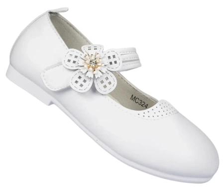 Półbuty dziewczęce lakierki baleriny dziecięce Apawwa CMC325WH