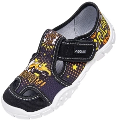 Tenisówki dziecięce Viggami ADAŚ CAR CZ czarne kacie chłopięce na rzep