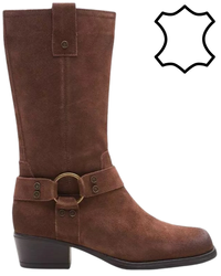 Damskie skórzane kozaki zimowe Sergio Leone DKZ265-SBR brązowe