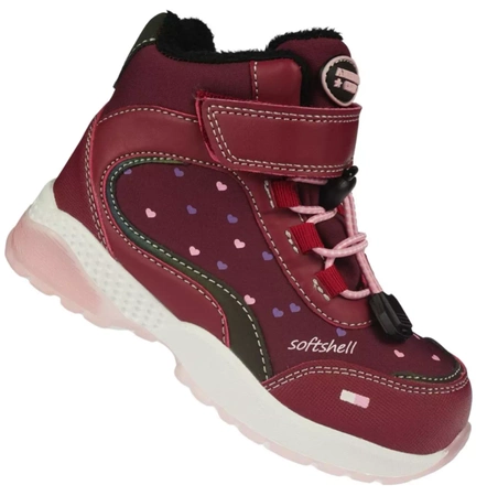 Dziecięce buty zimowe American Club z podeszwą LED BRL131/23DKRE bordowe
