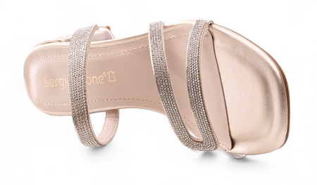 Eleganckie klapki damskie na obcasie Sergio Leone DSK044ZL Złoty