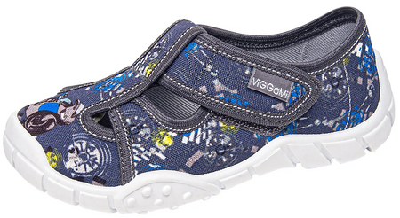 Tenisówki dziecięce Viggami Alex Motor granatowe kapcie chłopięce na rzep