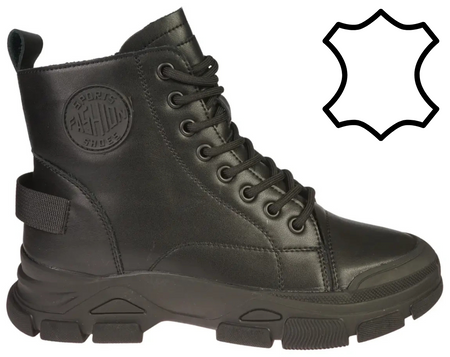 Damskie botki trapery przejściowe / zimowe Skotnicki DB-3-1502BLBL czarne