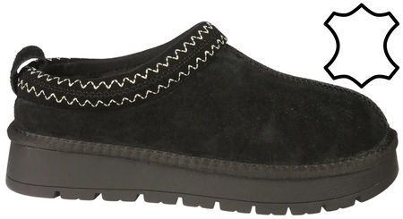 Damskie botki zimowe mule ze skóry naturalnej American Club DCY187BL czarne