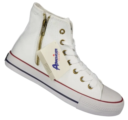 Wysokie tenisówki młodzieżowe American Club DLH-16-27WH białe