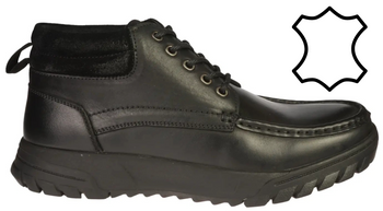 Zimowe skórzane trzewiki męskie American Club MCY128BL czarne