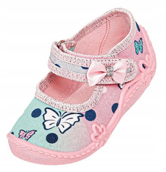 Tenisówki dziecięce Viggami LILA DRUK różowe kapcie dziewczęce na rzep